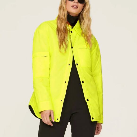 Aztec Mountain Neon Yellow Ski Jacket Size 10 Puffer Shacket Designer $495 - Picture 1 of 11